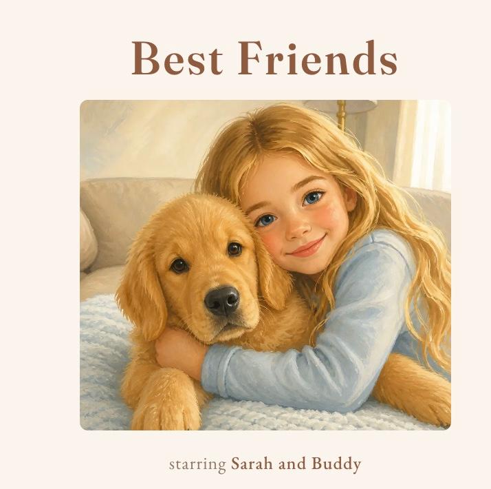 The cover of a personalised storybook, "Best Friends", starring the reader’s own dog