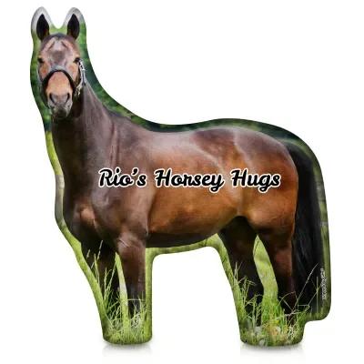 A cut-to-shape personalised pet cushion in retailer photography