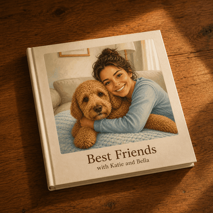 A finished printed Best Friends storybook on a table