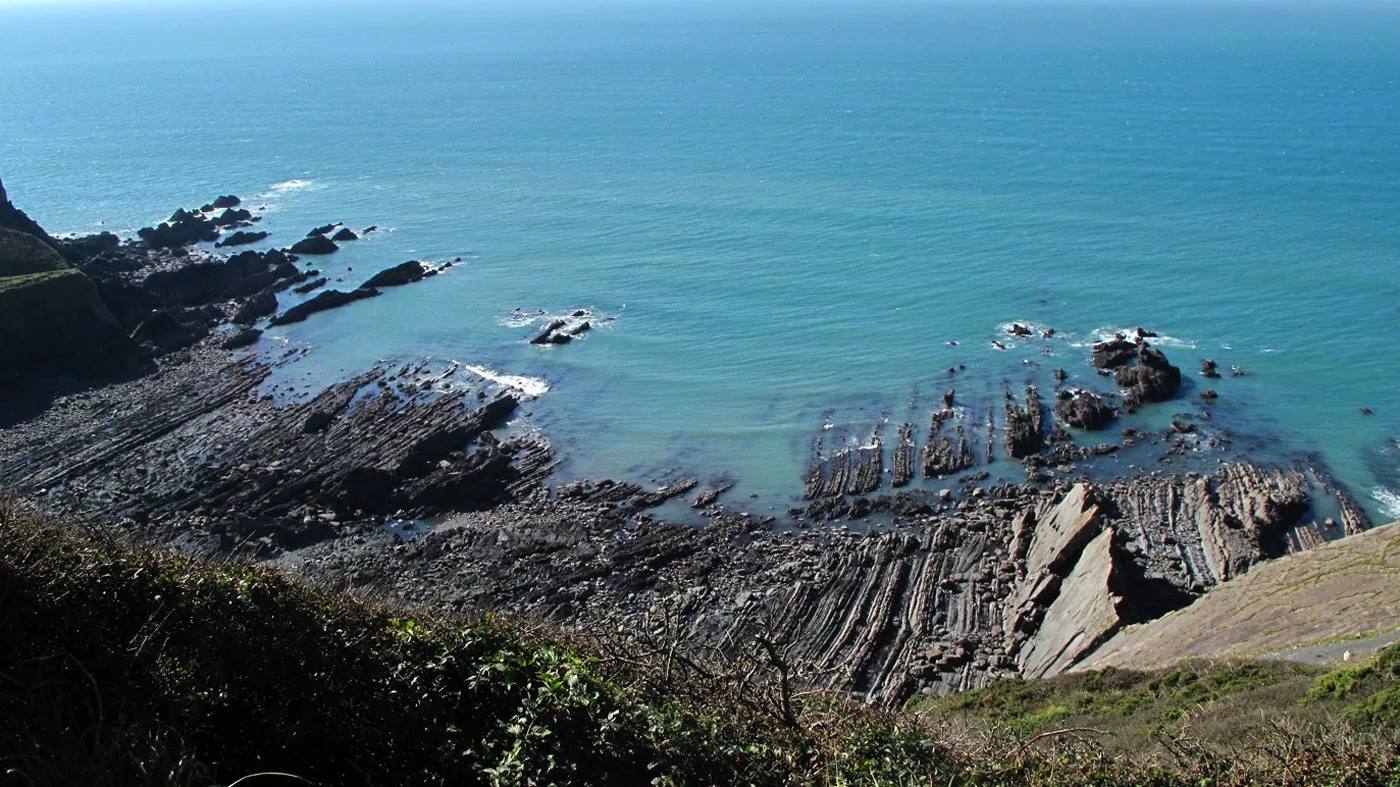 Rocky Atlantic coastline viewed from Hawker's Hut near Morwenstow