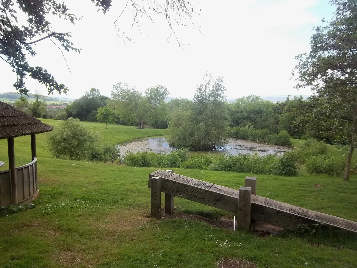 The pond and woodland setting on Farncombe Estate near Broadway
