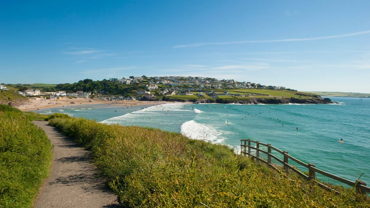 Sandy Polzeath Beach on Cornwall’s north coast.