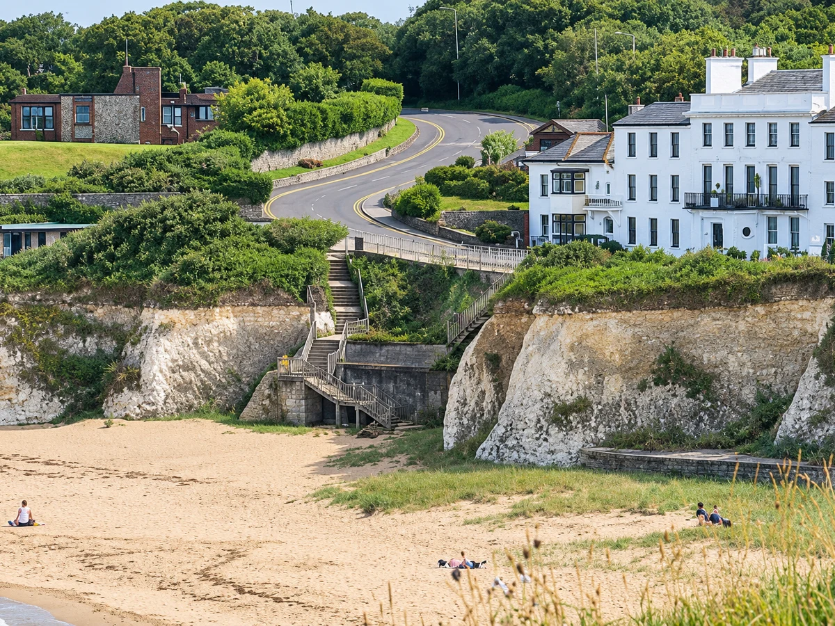 Sand and chalk cliffs at Kingsgate Bay
