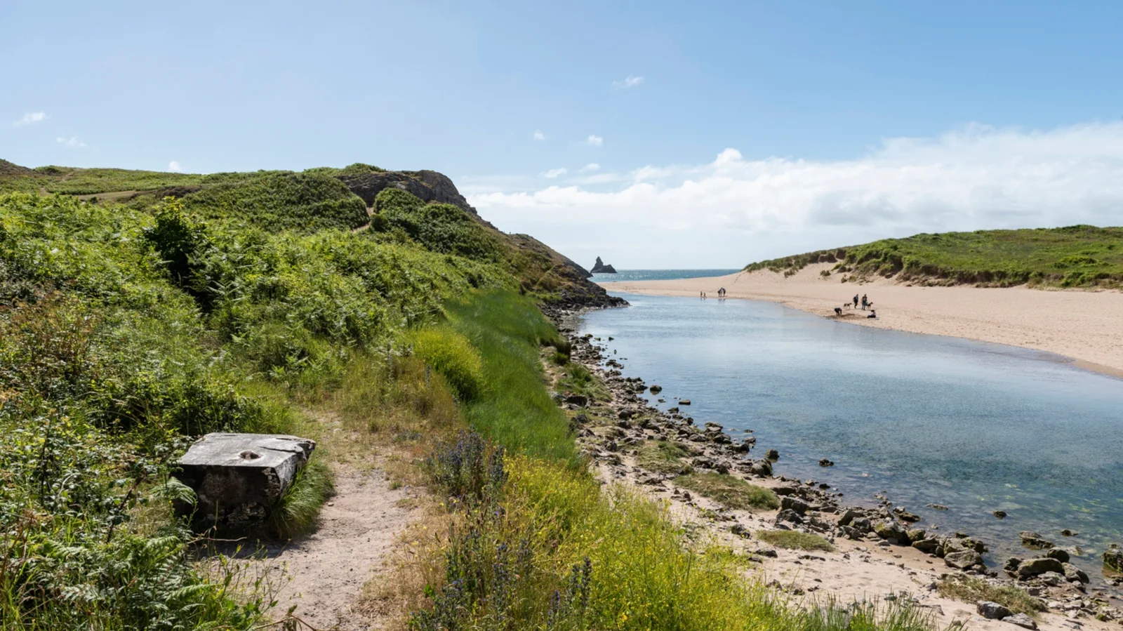 Broad Haven South beach and Church Rock beyond the stream