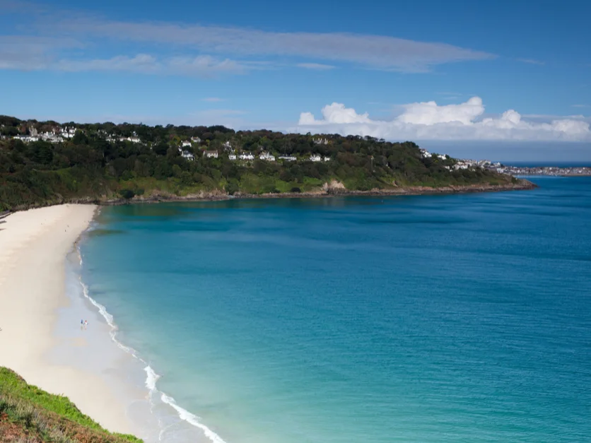 The curved sands and clear water of Carbis Bay Beach.