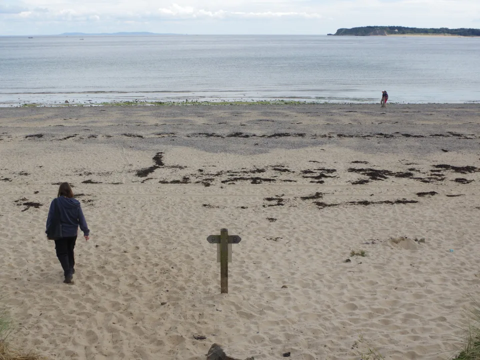 Open sand and the sea at Penally Beach