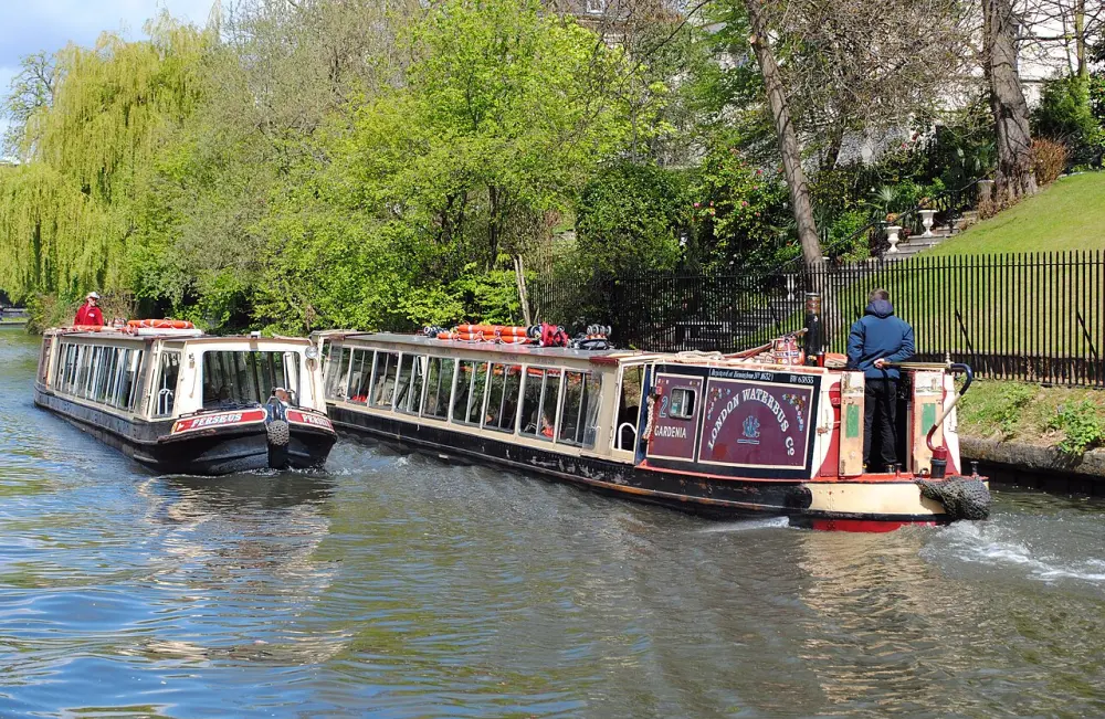 Two London Waterbus boats passing on Regent’s Canal