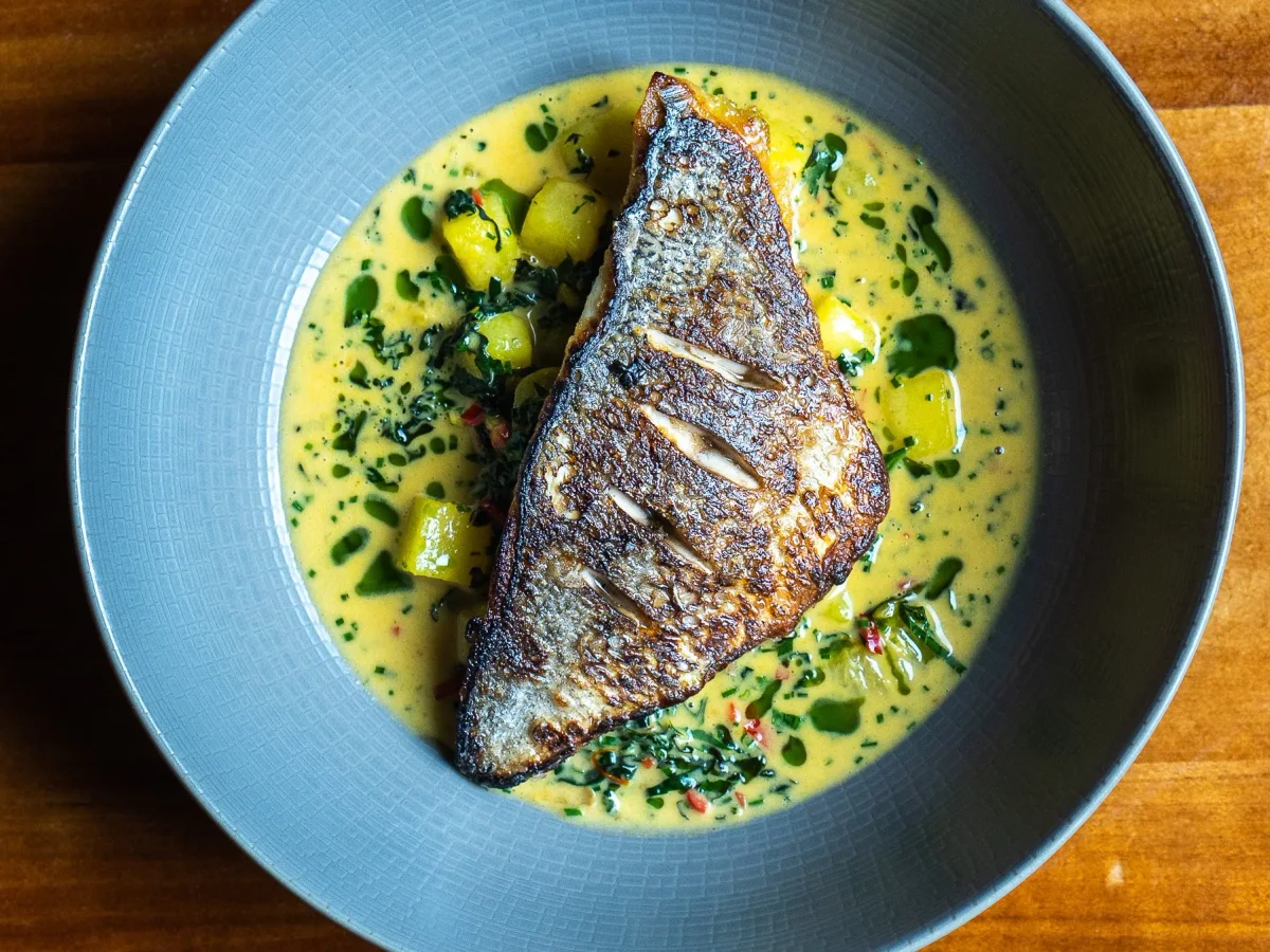 Plated fish dish from The Kensington Arms
