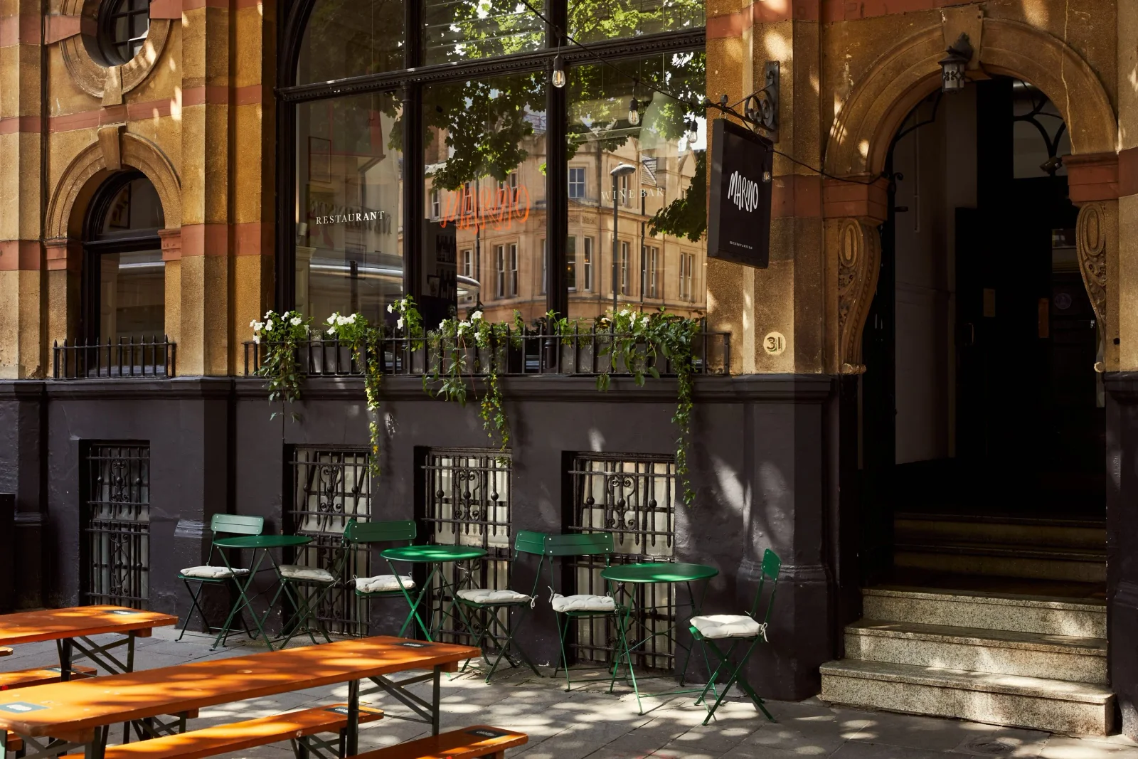 Marmo frontage and outdoor tables on Baldwin Street