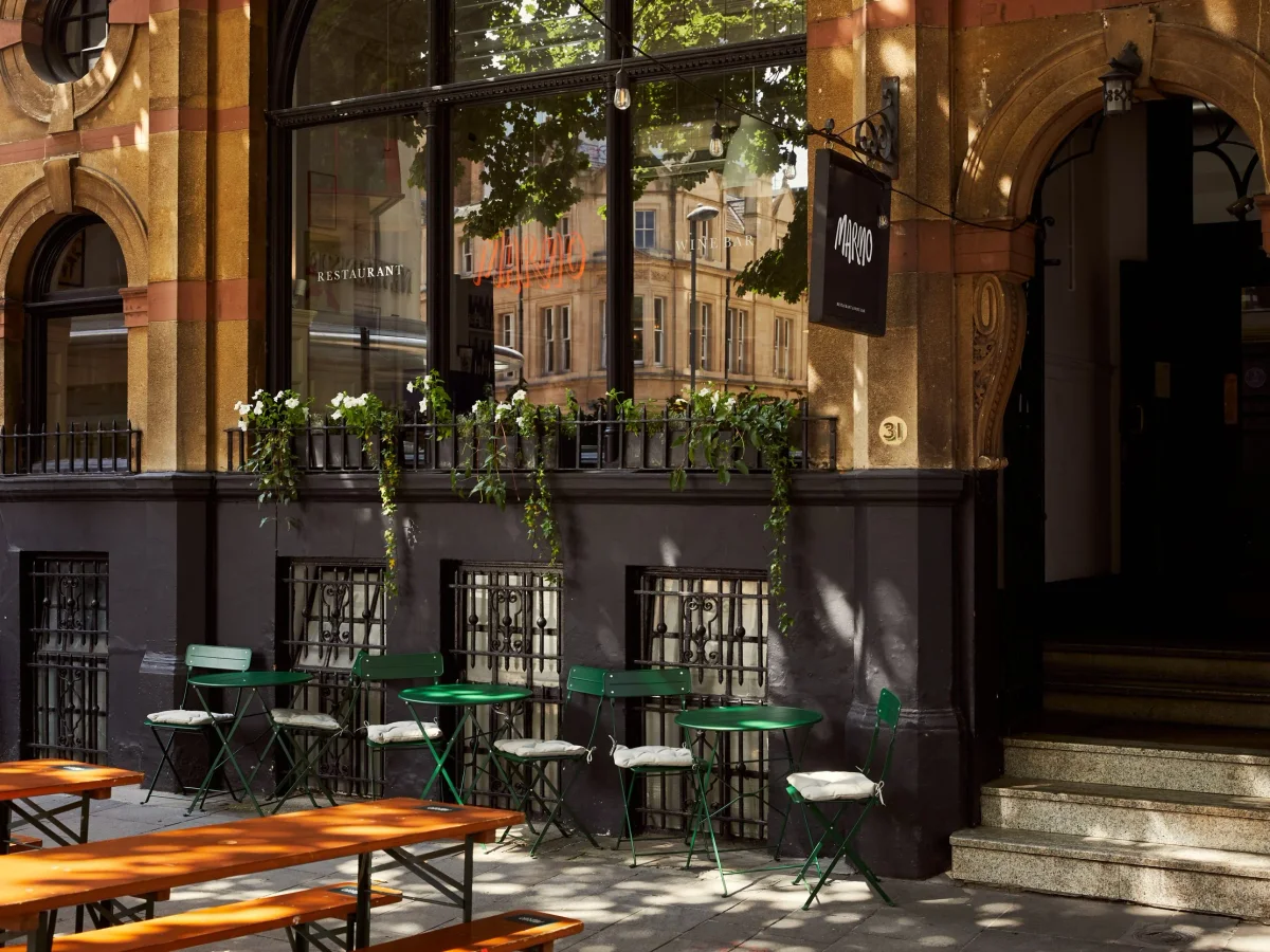 Marmo frontage and outdoor tables on Baldwin Street