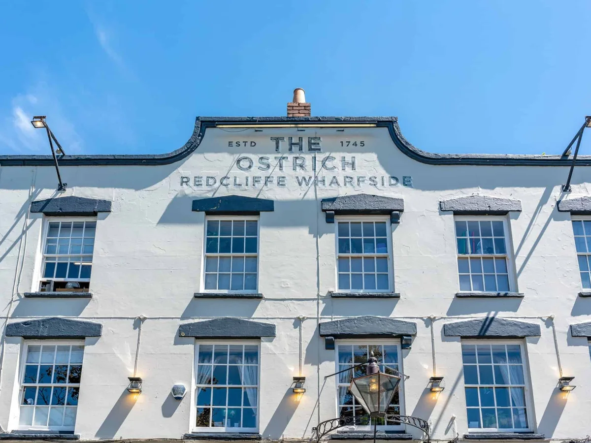 The Ostrich pub frontage in Redcliffe