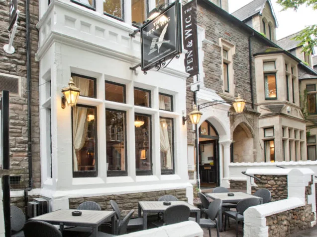 Pen & Wig signed frontage and terrace in Cardiff