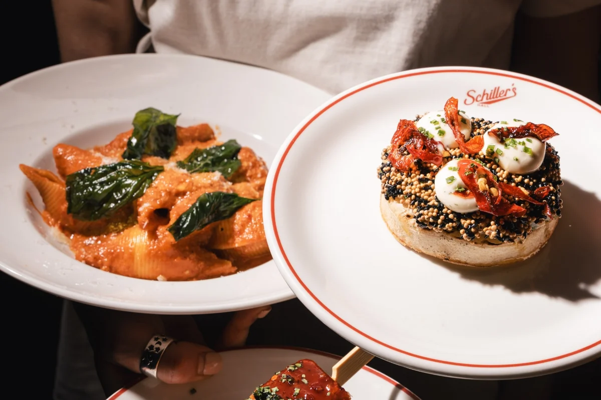 Plated dishes at Schiller’s Hall
