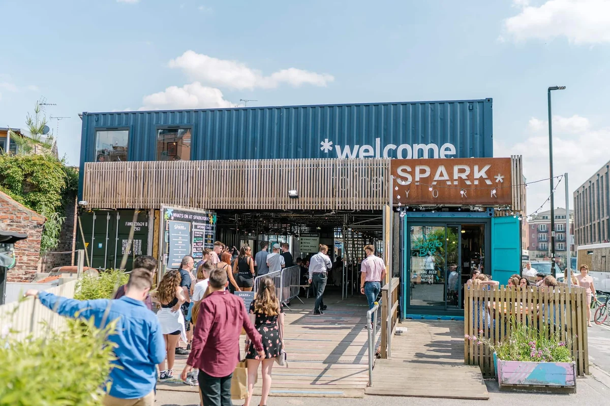 Sunny entrance to SPARK:York on Piccadilly