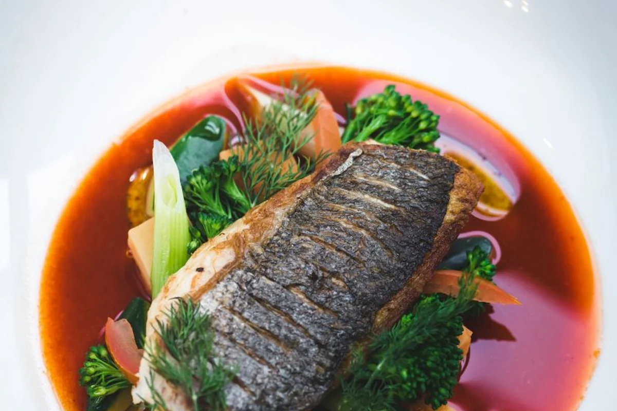 Plated fish dish from The Whippet Inn