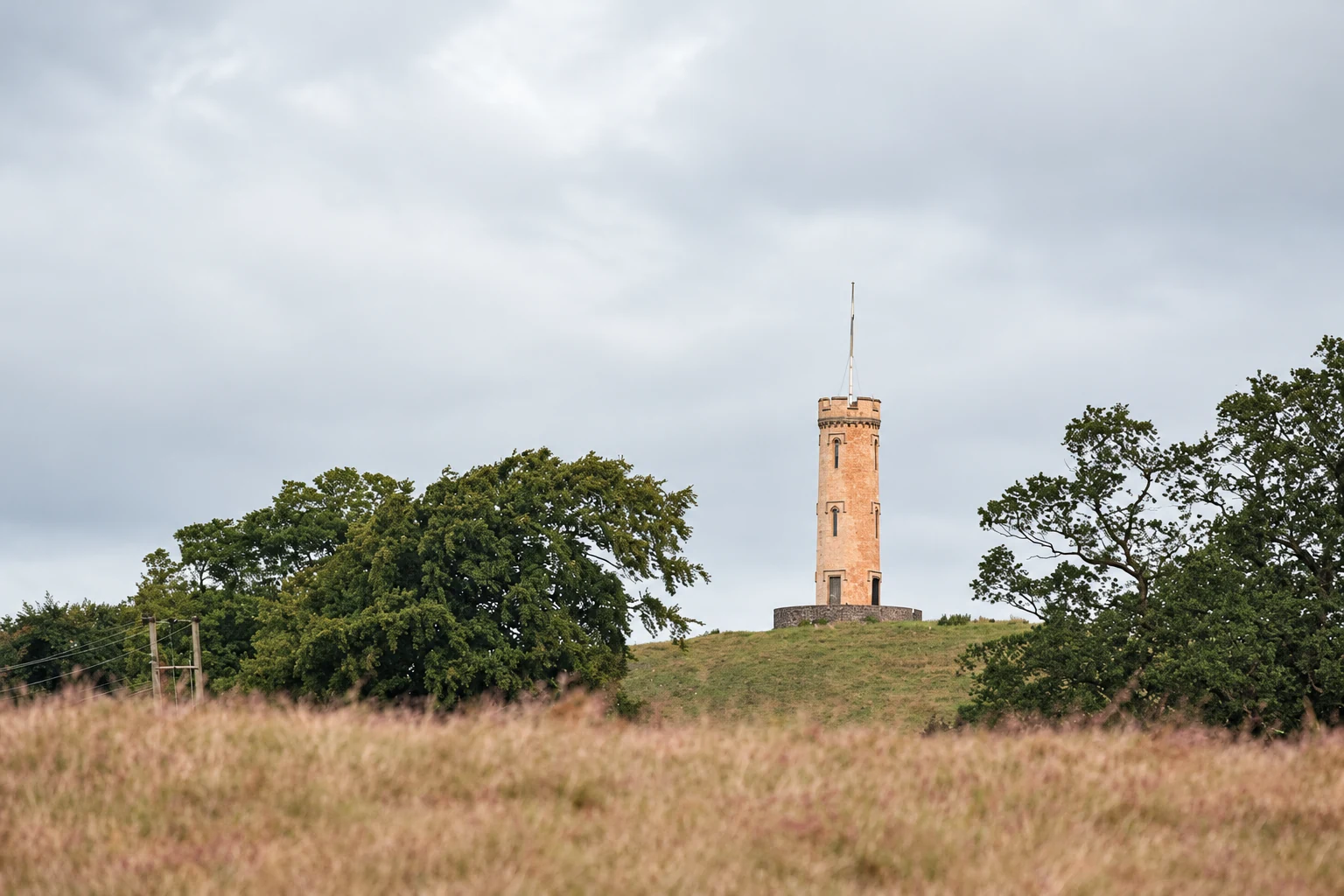 Binns Tower standing on a grassy hill at House of the Binns